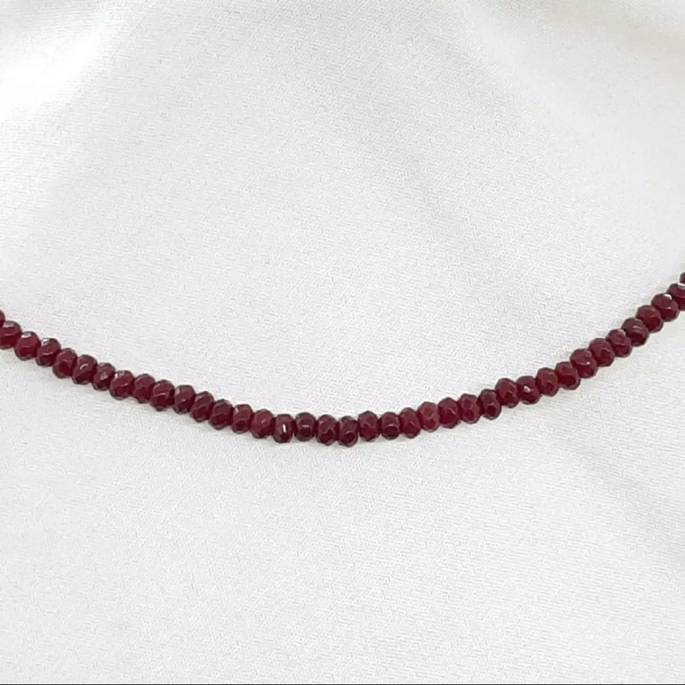 13.00ctw Natural Ruby 925 Sterling Silver Beads Necklace